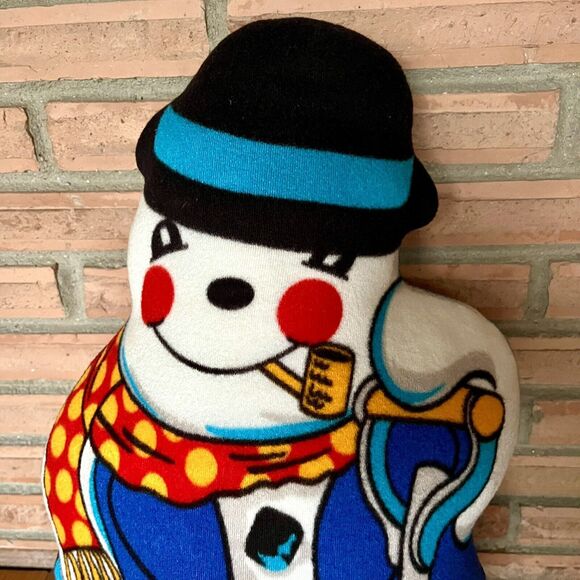 Vintage Large 17” Frosty Snowman Hand Crafted Plush Door Stop Christmas Decor - Picture 4 of 4